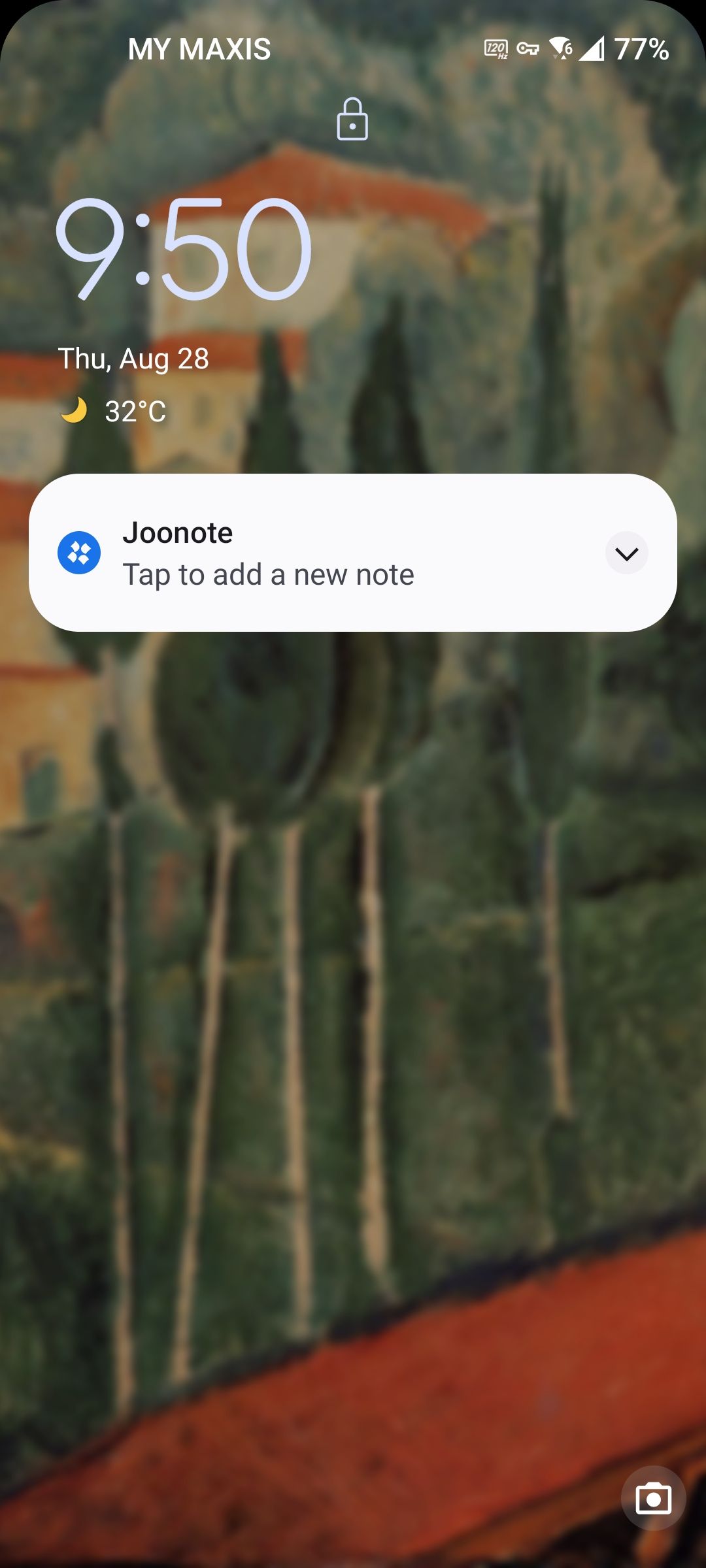 A notification shown on lock screen that users can quickly tap to create a new note